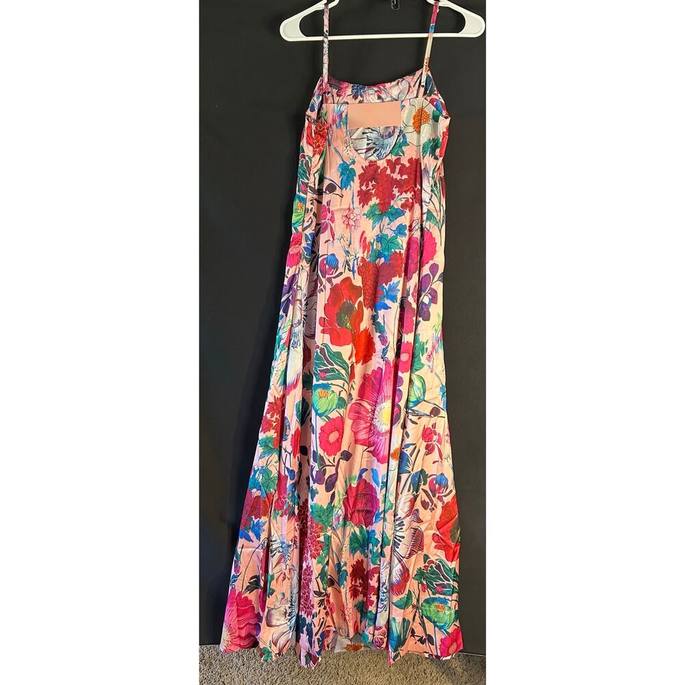 Floral Maxi Dress Pink Multicolor Sleeveless Flowy Boho Size Small